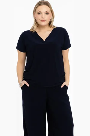 Yoek T-shirt v-hals | Blauw | Maat 38/40