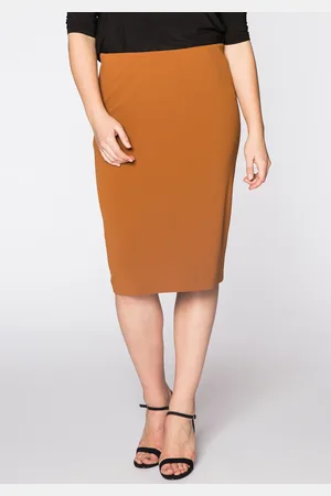 Yoek Skirt zip midback crèpe | Bruin | Maat 38