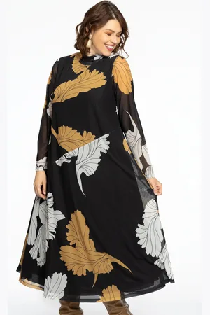 Yoek Jurk met turtle neck FLOWER | Zwart | Maat 38/40