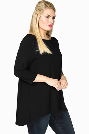 Yoek Wijd shirt met plooi | Zwart | Maat S