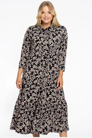Yoek Jurk met volant EMILY | Zwart | Maat 38/40