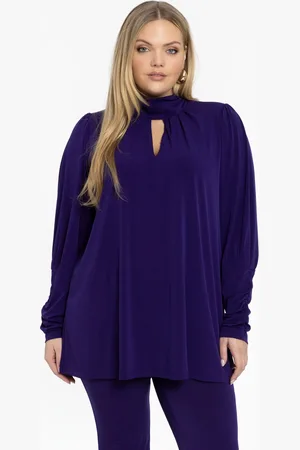 Yoek Tuniek flare met plooien | Paars | Maat 38/40