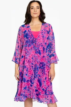 Yoek Cardigan met ruches FIERCE | Roze | Maat 42/44