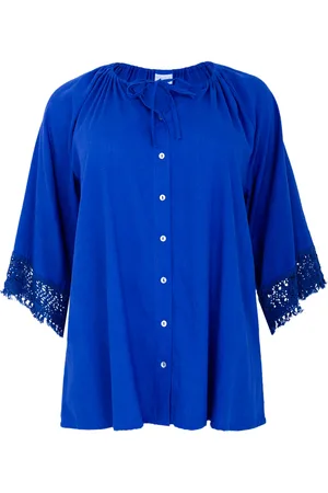 Yoek A-lijn blouse | Indigo | Maat 38/40