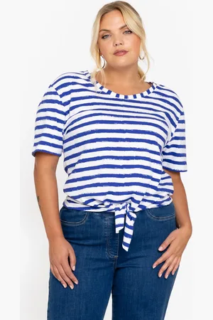 Yoek T-shirt met knoop RIVIERA | Indigo | Maat 38/40
