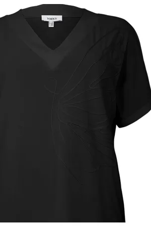 Yoek T-shirt HANNELORE | Zwart | Maat 38/40