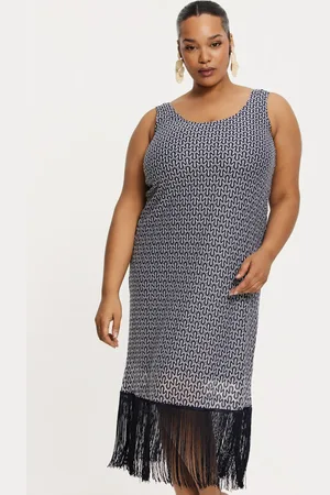 Yoek Jurk met franjes RODI | Blauw | Maat 38/40