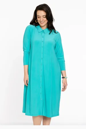 Yoek Blouse midi | Turquoise | Maat 38/40