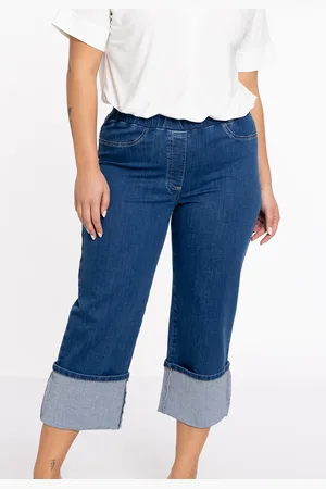 Yoek Jeans cropped met omslag | Indigo | Maat 38/40