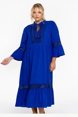 Yoek Jurk met kant MIX | Indigo | Maat 38/40