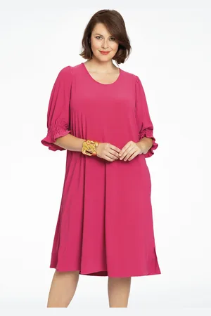 Yoek Jurk met pofmouwen | Roze | Maat 38/40