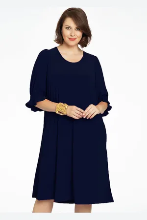 Yoek Jurk met pofmouwen | Blauw | Maat 38/40