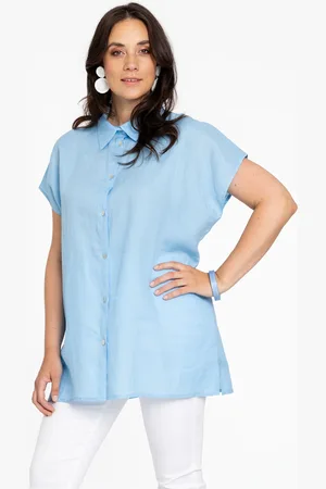 Yoek Mouwloze blouse | Licht Blauw | Maat 38/40