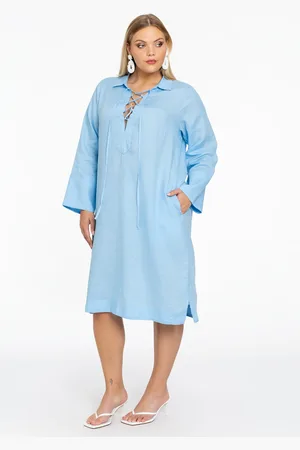 Yoek Jurk met koordjes | Licht Blauw | Maat 38/40