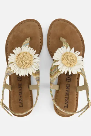 Lazamani Sandalen Flower Leer