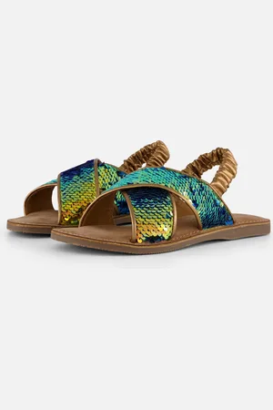 Muyters Pailetten Sandalen goud Leer
