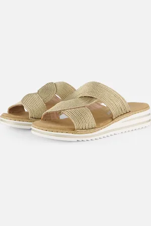 Rieker Slippers beige Textiel
