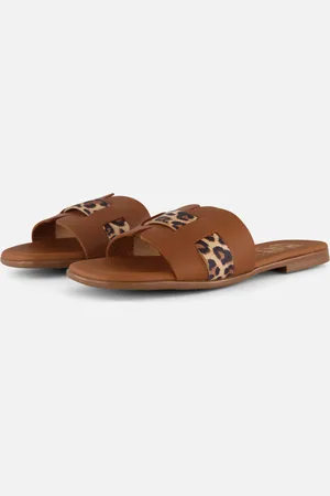 Oh my sandals Leopard Slippers goud Leer
