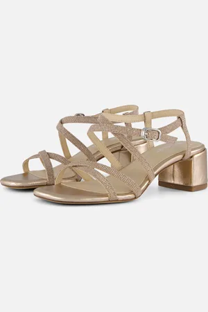Tamaris Sandalen met hak goud Textiel