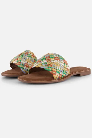 Lazamani Raffia Slippers wit Synthetisch