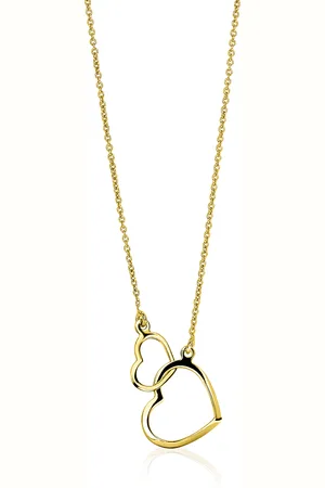 ZinZi Gold 14 karaat gouden jasseron ketting open harten 42cm ZGC114