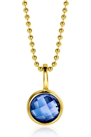 ZinZi SEPTEMBER hanger 8mm gold plated geboortesteen saffier zirconia (zonder collier)