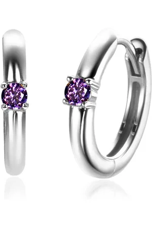 ZinZi FEBRUARI oorringen 13mm zilver met geboortesteen amethist zirconia