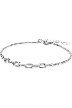 ZinZi Zilveren gourmet armband met grotere ovale schakels in het midden 17-19,5cm ZIA2481