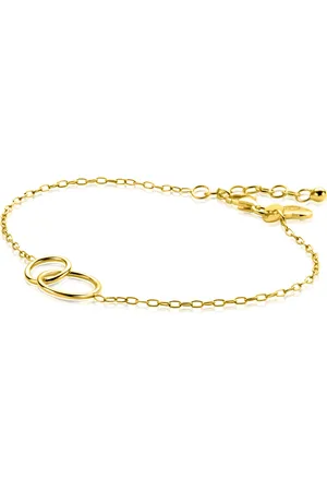 ZinZi Zilveren 14K geelvergulde paperclip schakel armband met ronde vormen 17-20cm ZIA2275G