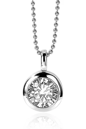 ZinZi Zilveren hanger 17mm rond witte zirconia ZIH1 (zonder collier)