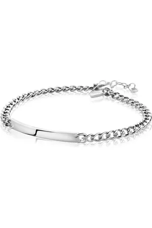 ZinZi Zilveren gourmet armband 4mm breed met plaat 18-21cm ZIA2271