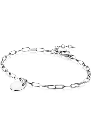 ZinZi Zilveren armband paperclip schakel rond plaatje ZIA2166