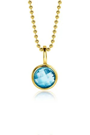 ZinZi MAART hanger 8mm gold plated geboortesteen aquamarijn zirconia (zonder collier)