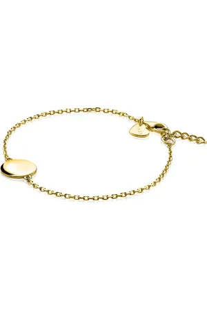 ZinZi Gold plated zilveren armband met rond plaatje 15mm om te graveren 17-20cm ZIA2345G
