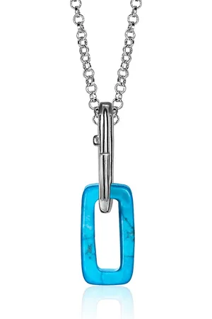 ZinZi Zilveren hanger met ovale turquoise howliet edelsteen ZIH2237 (zonder collier)