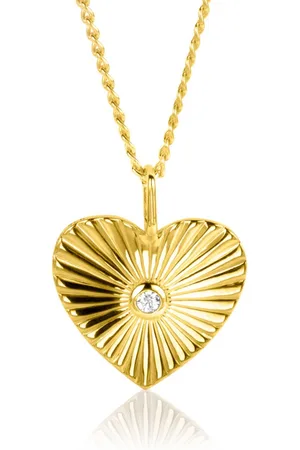 ZinZi Gold plated zilveren hanger hart met zonnestralen en witte zirconia 20mm ZIH2305 (zonder collier)