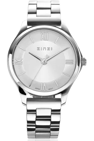 ZinZi Classy Mini horloge 30mm zilverkleurige wijzerplaat stalen kast en band ziw1202
