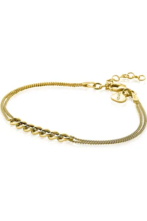 ZinZi Zilveren multi-look armband 14K geel verguld met brede gourmet schakels ZIA2185G