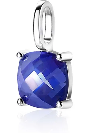 ZinZi Zilveren hanger vierkant donkerblauw ZIH2073B (zonder collier)