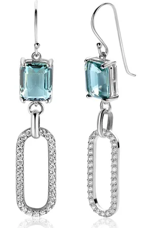 ZinZi 58mm zilveren oorhangers met schitterende ovale schakel, bezet met witte zirconia