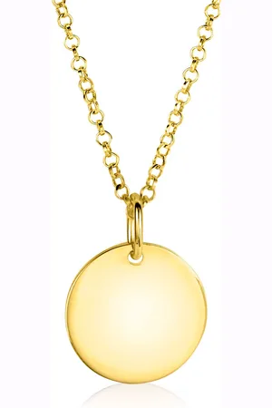 ZinZi 15mm gold plated zilveren hanger glad rond plaatje voor gravure ZIH2345G15 (zonder collier)