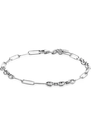 ZinZi Zilveren koffieboon schakelarmband van 4,5mm breed, gecombineerd met lange ovale schakels 19,5cm ZIA2467