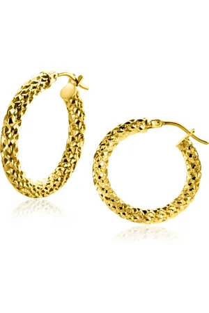ZinZi 22mm Gold 14 krt gouden oorringen met schitterende bewerkte buis 3mm breed ZGO328