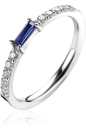 ZinZi Zilveren luxe aanschuifring baguette geslepen donkerblauwe zirconia ZIR2133B