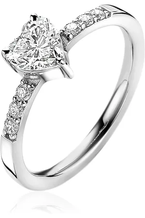 ZinZi Zilveren ring hart witte zirconia ZIR2134