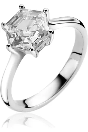 ZinZi Zilveren ring met zeshoekige wittte zirconia 10mm ZIR2259