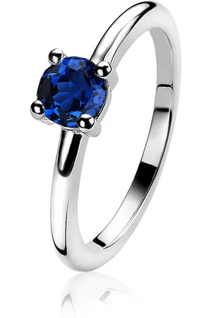 ZinZi Zilveren aanschuifring rond donkerblauw ZIR1300Q