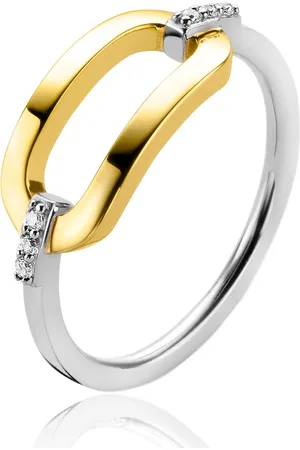 ZinZi Zilveren ring ovaalvorm met witte zirconia