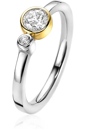 ZinZi Zilveren ring 14K geelverguld rond 6mm ZIR2146