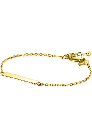 ZinZi Gold plated zilveren armband met glanzend plaatje om te graveren 17-20cm ZIA2344G